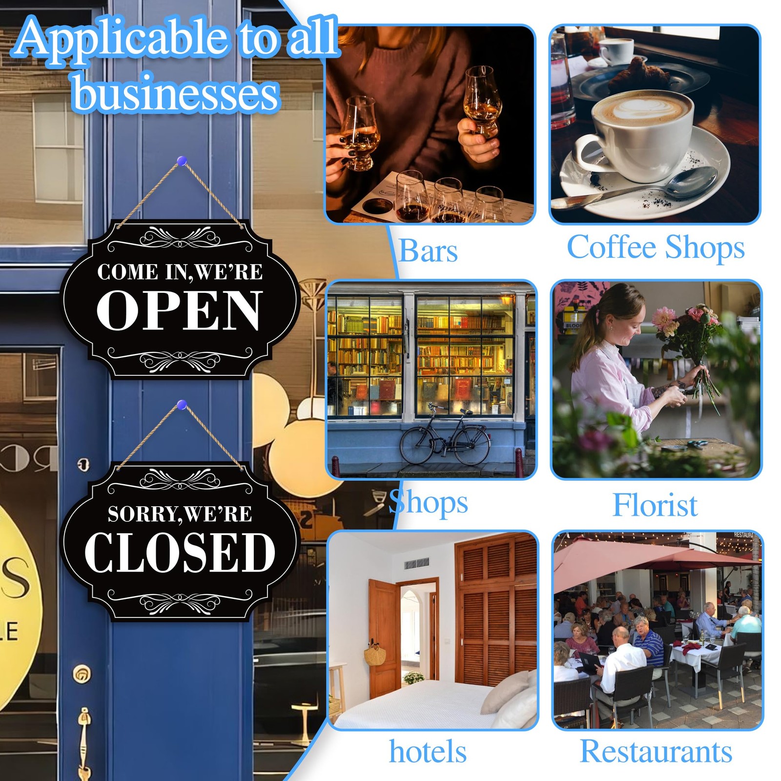Open Closed Signs for Business, 11×8 Waterproof 11.8IN,