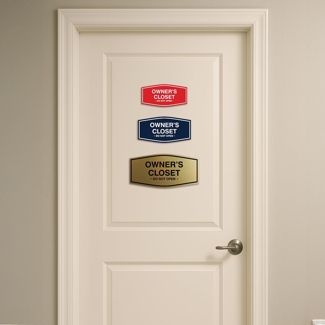 Small Brushed Silver Fancy Owners Closet Wall Door Sign Powerful Foam Tape