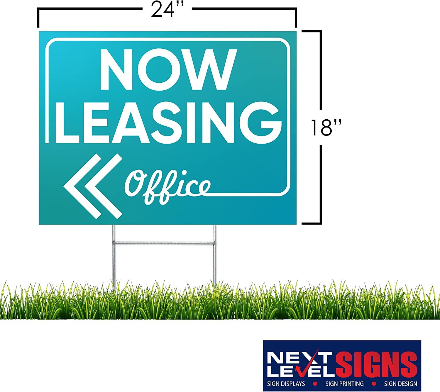 NEXT LEVEL SIGNS Now Leasing Yard Signs 24″ W x 18″ H Double Sided Waterproof