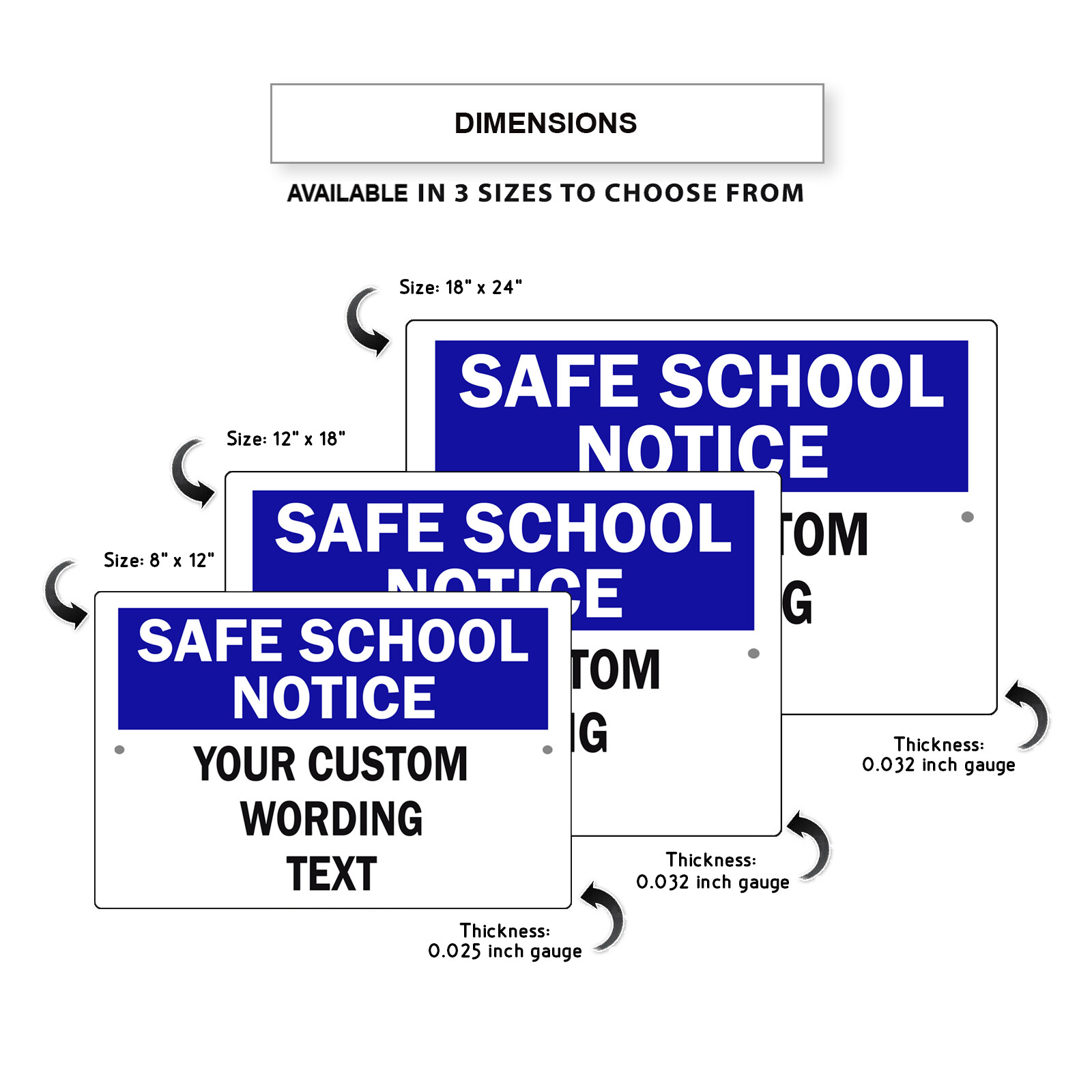 Custom Sign Safe School Notice Your Custom Text Wording Sign Aluminum Metal Sign