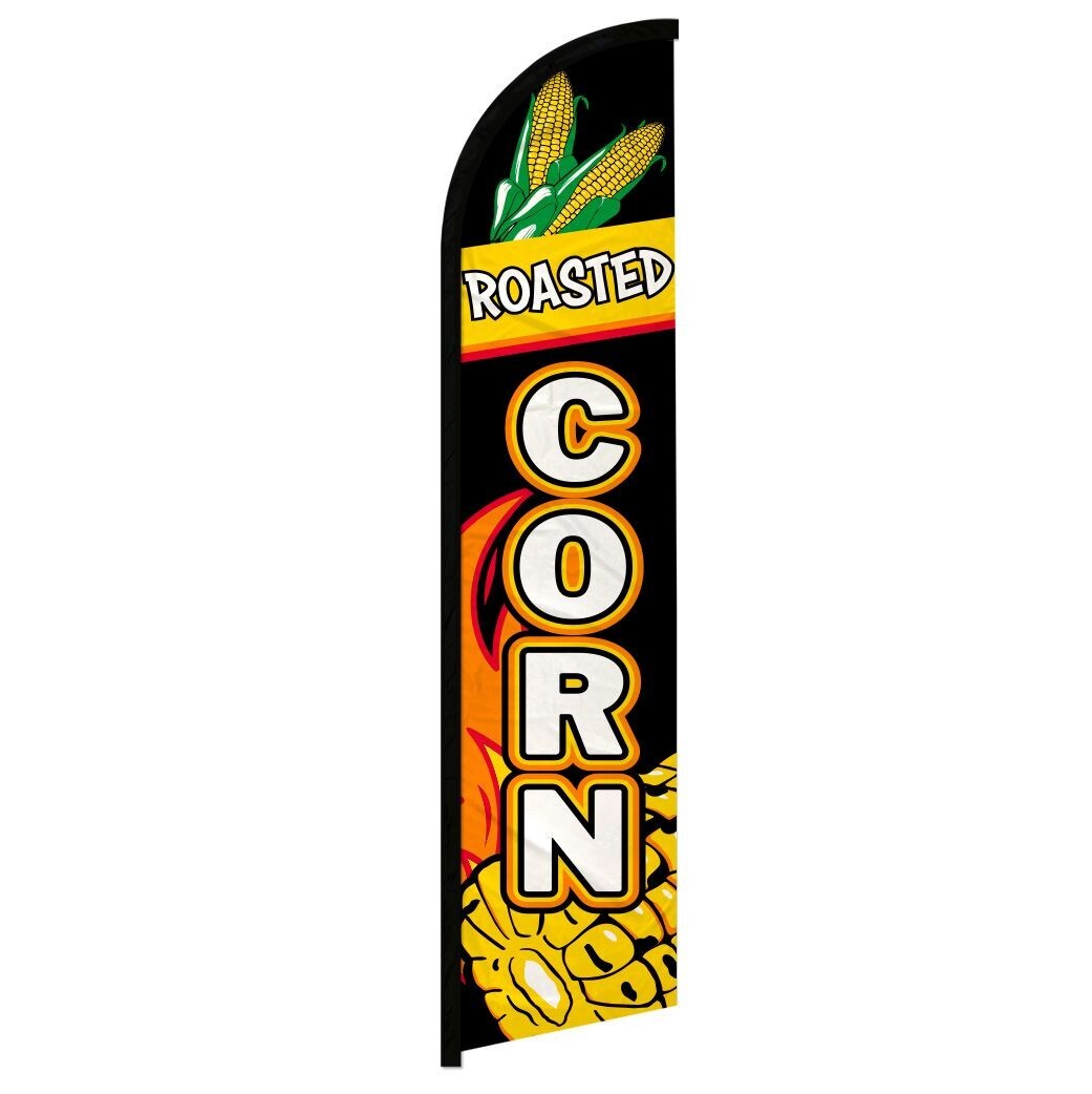 Roasted Corn Full Curve Windless Swooper Flag Concessions Fair Food