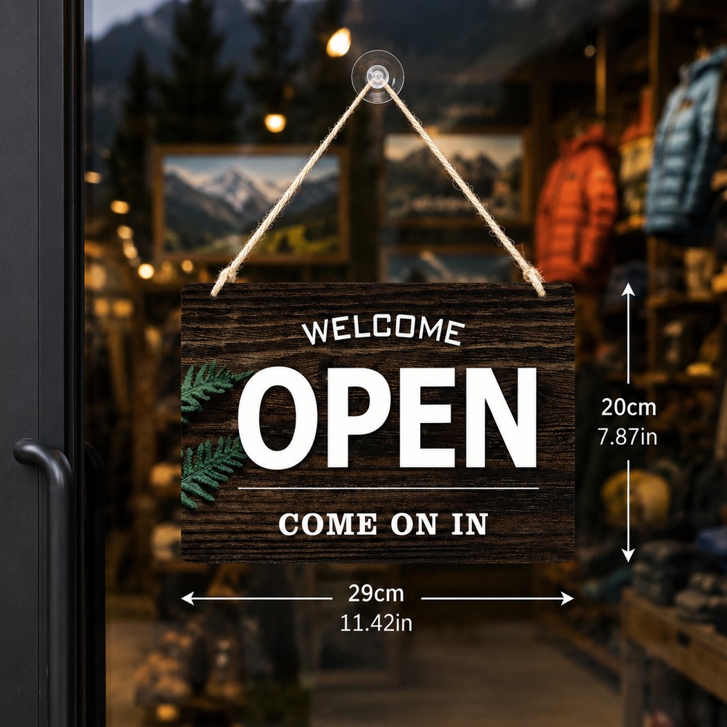 Open/Closed Storefront Sign – Double-Sided Waterproof Hanging Door Plaque