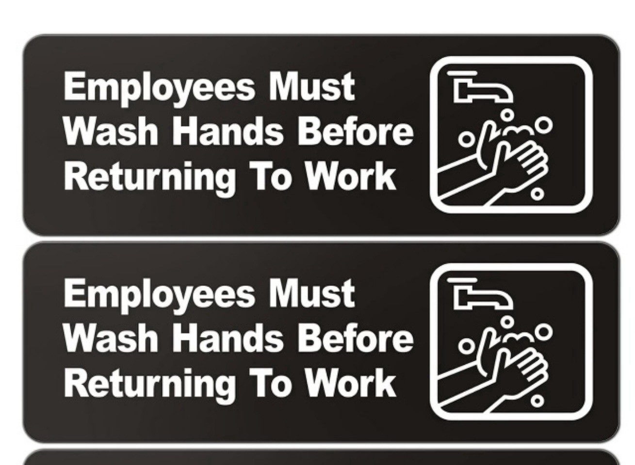 Employees Must Wash Hands Sign 3 by 9 for Restaurant’s Restroom & Kitchen 2-Pack