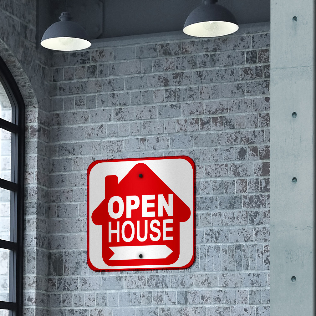 Aluminum Square Metal Sign Open House Home Weatherproof Street
