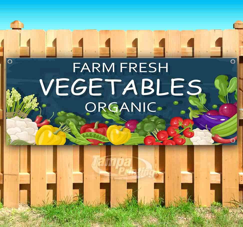 FARM FRESH VEGETABLES ORGANIC Advertising Vinyl Banner Flag Sign Many Sizes USA
