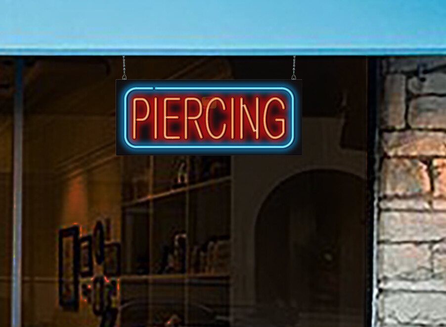 Piercing Neon Sign – 32″x13″ – Super Bright, REAL Neon Attracts More Customers