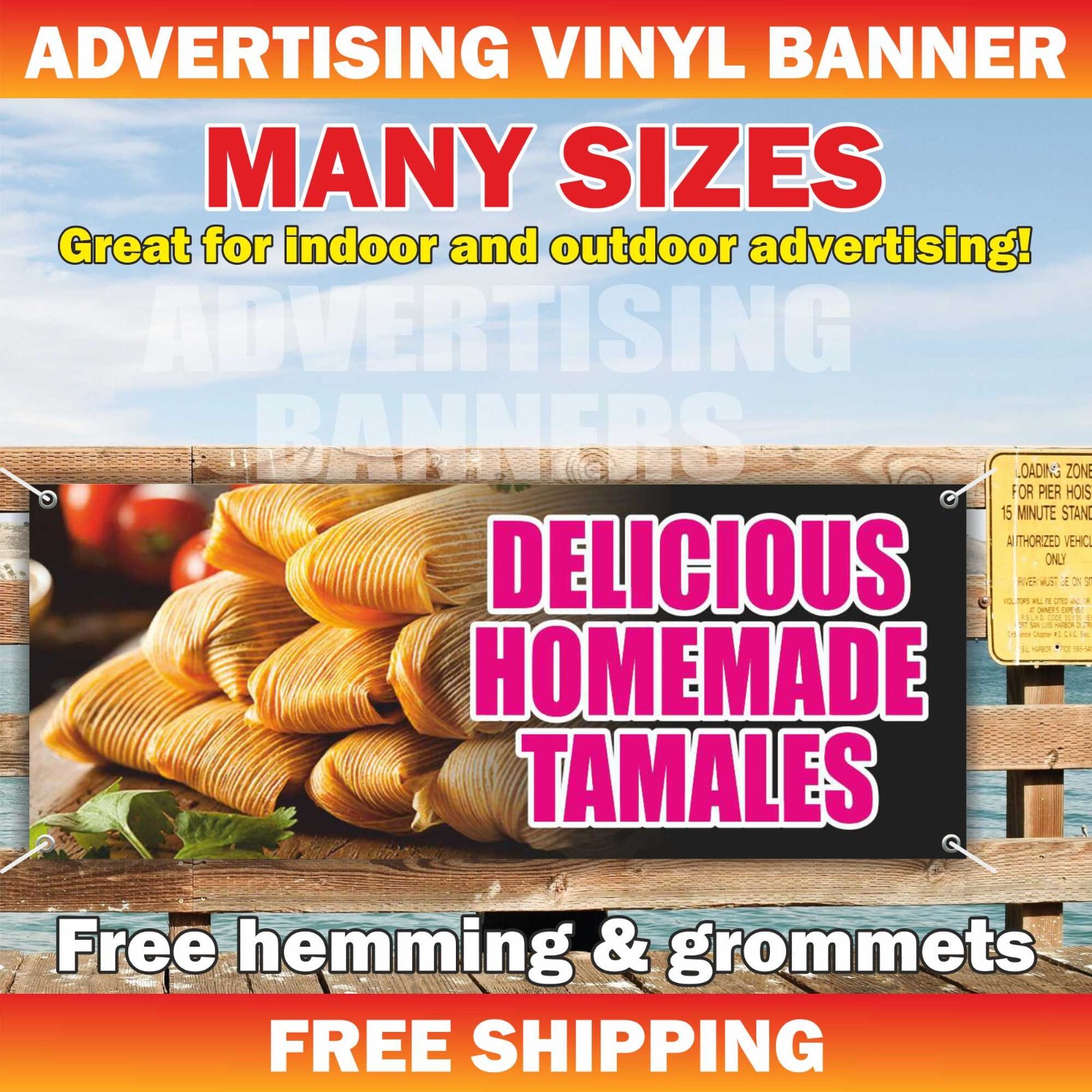 Delicious HOMEMADE TAMALES Advertising Banner Vinyl Mesh Sign mexican kitchen