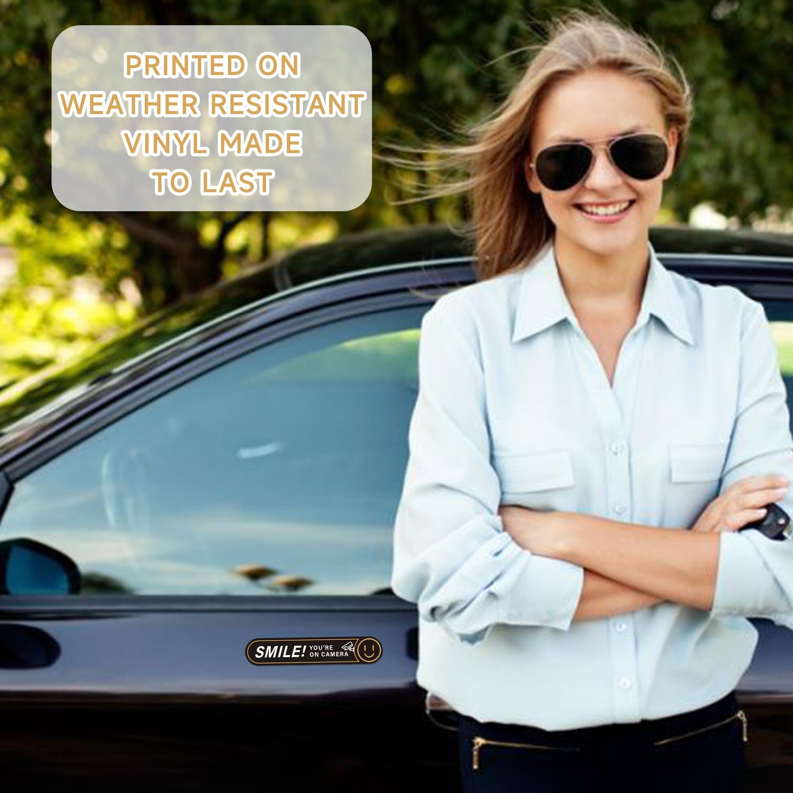 8PCS Smile You’re On Camera Sticker for Car, Self Adhesive Waterproof
