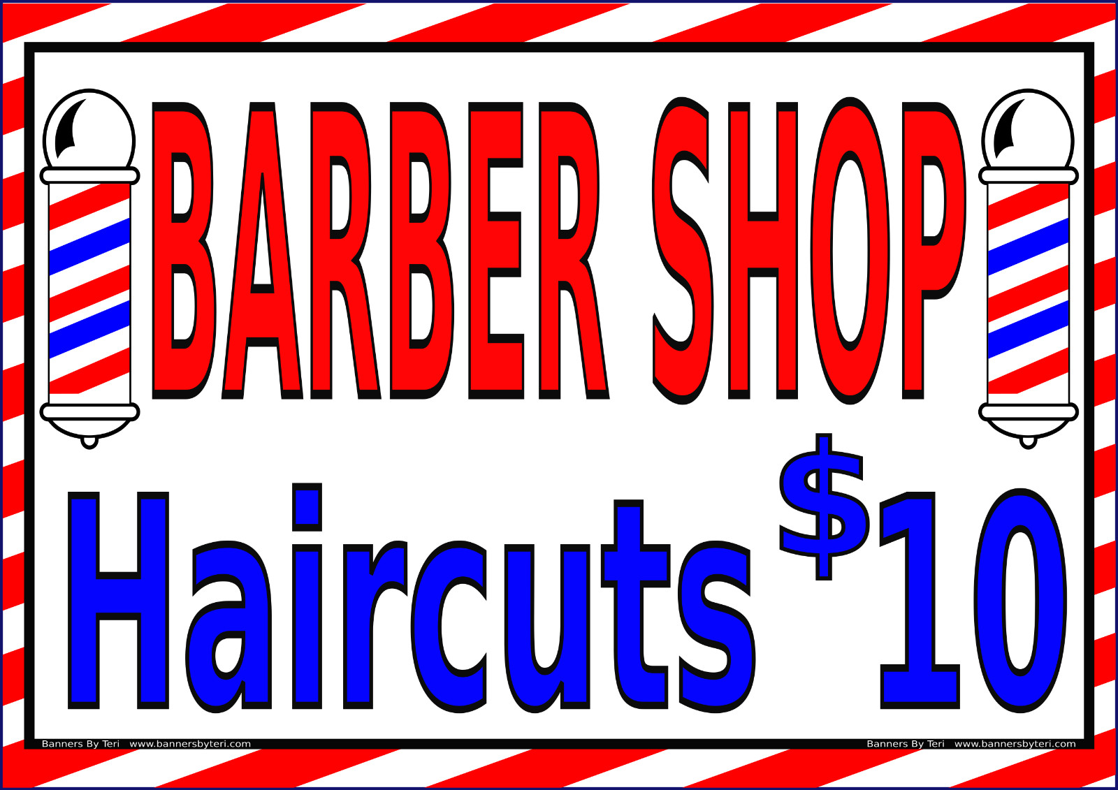 BARBER SHOP Haircuts $10 – Vinyl Banner Signs – Several Sizes – Fast Ship -USA
