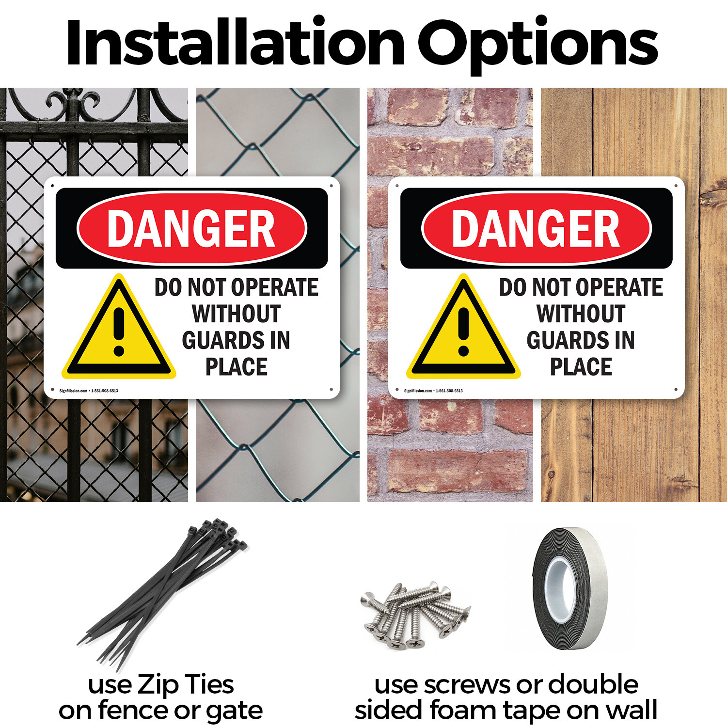 (2 Pack) Do Not Operate Without Guards In Place OSHA Danger Sign Decal Metal