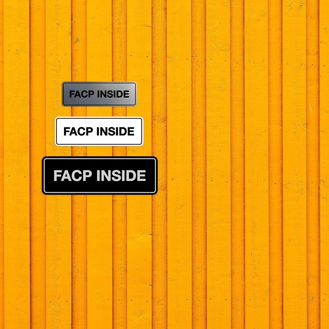 Standard FACP Inside Sign | Fire Safety Signage (Brushed Silver) – Large 1 Pack