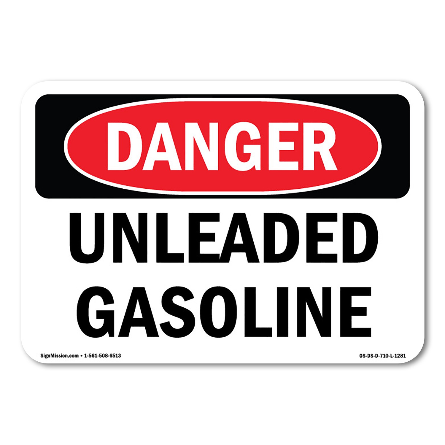 Unleaded Gasoline ANSI Danger Sign Metal Plastic Decal