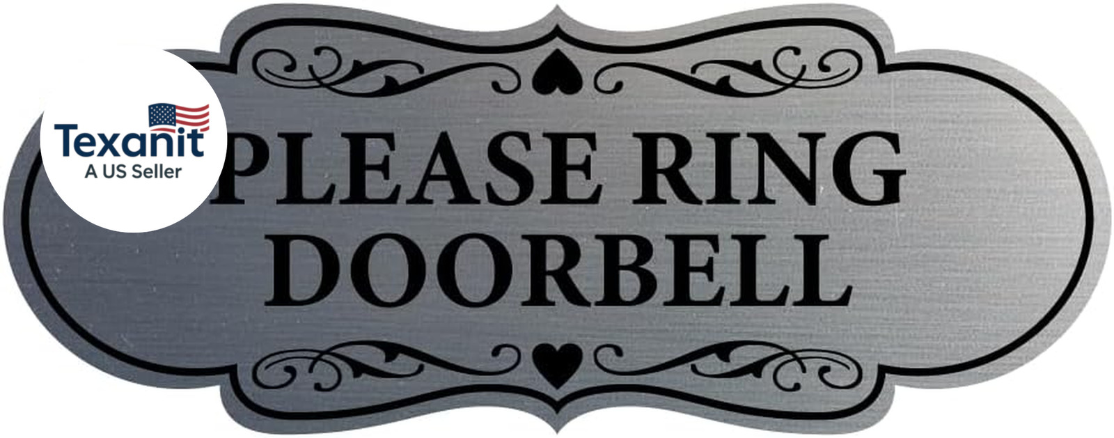 Designer Please Ring Doorbell Sign (Brushed Silver) – Large 1 Pack