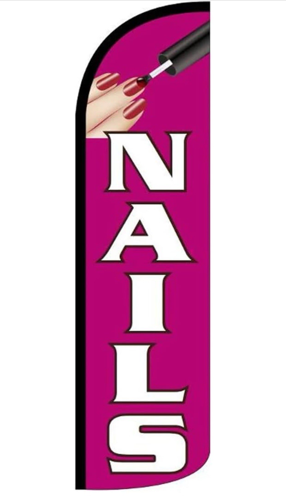 NAILS Windless Swooper Flag 3×11.5 Feather Banner Beauty Salon Sign Bright Pink