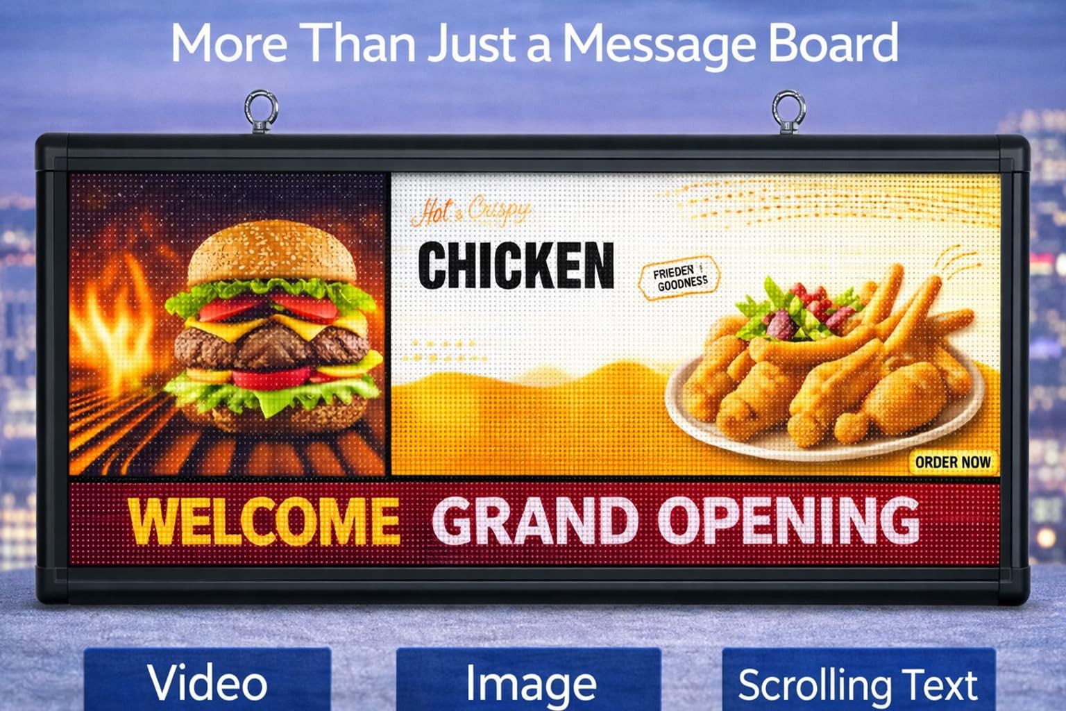 P6 Outdoor Full-Color LED Scrolling Sign 40″ × 18″Programmable Digital Display