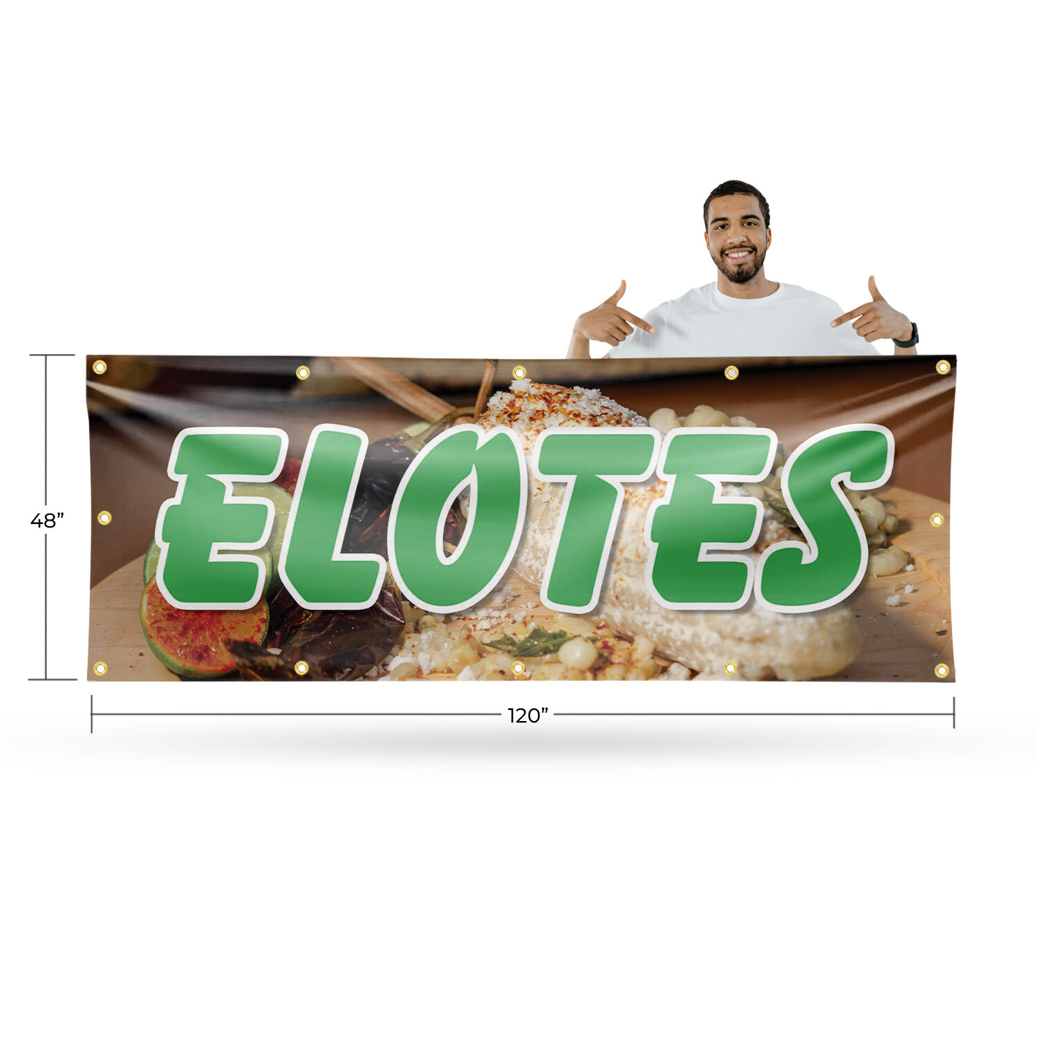 Elotes 13 oz Vinyl Banner Sign with Metal Grommets Heavy-Duty Single-Sided