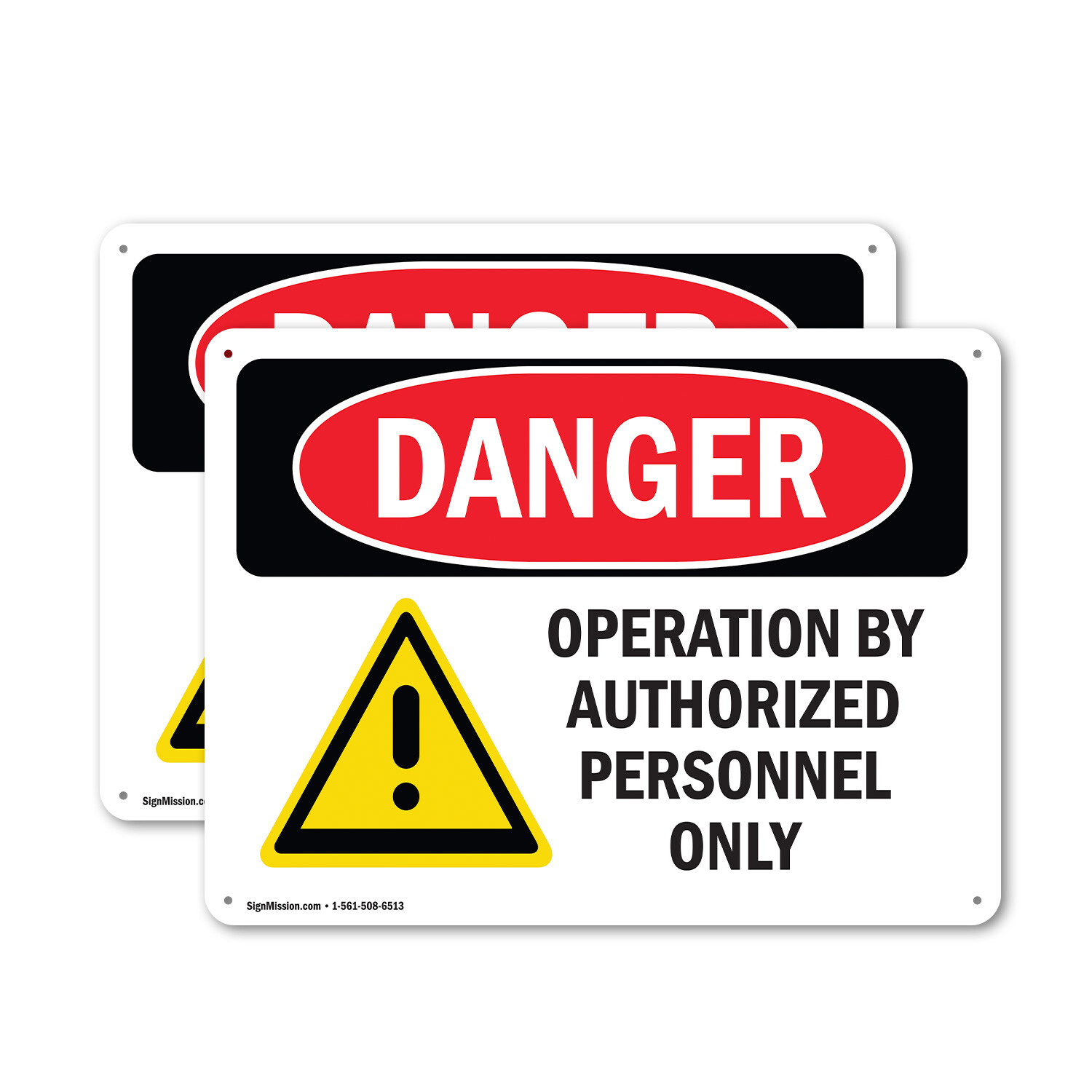 (2 Pack) Operation By Authorized Personnel Only OSHA Danger Sign Decal Metal