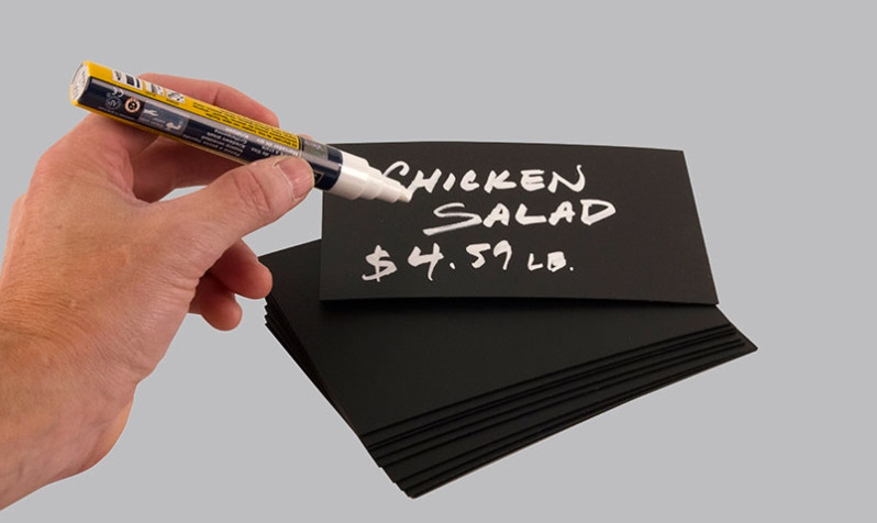 Black Acrylic Chalkboard Price Cards Signs, Marker, Easel & Pick Sign Holders
