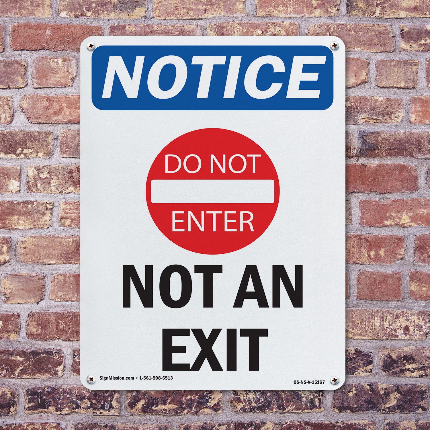 Not An Exit OSHA Notice Sign Metal, Plastic, Or Decal – 5 or 10 Pack