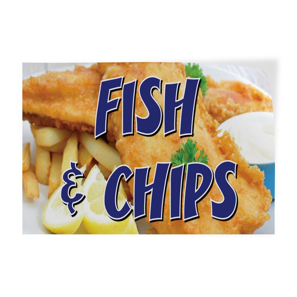 Decal Stickers Fish Chips Restaurant Cafe Bar Vinyl Store Sign Label