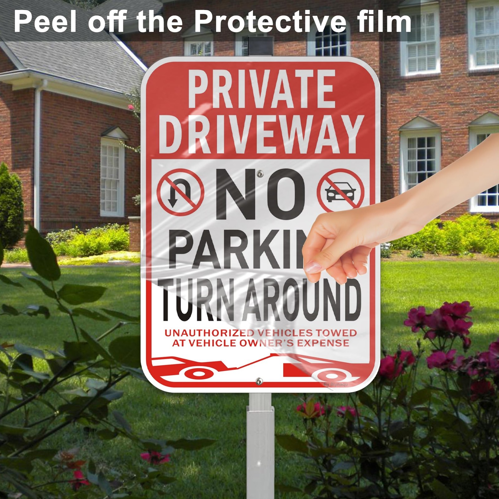 “2Pack No Turn Around Driveway Signs with Reflective Aluminum Stakes”