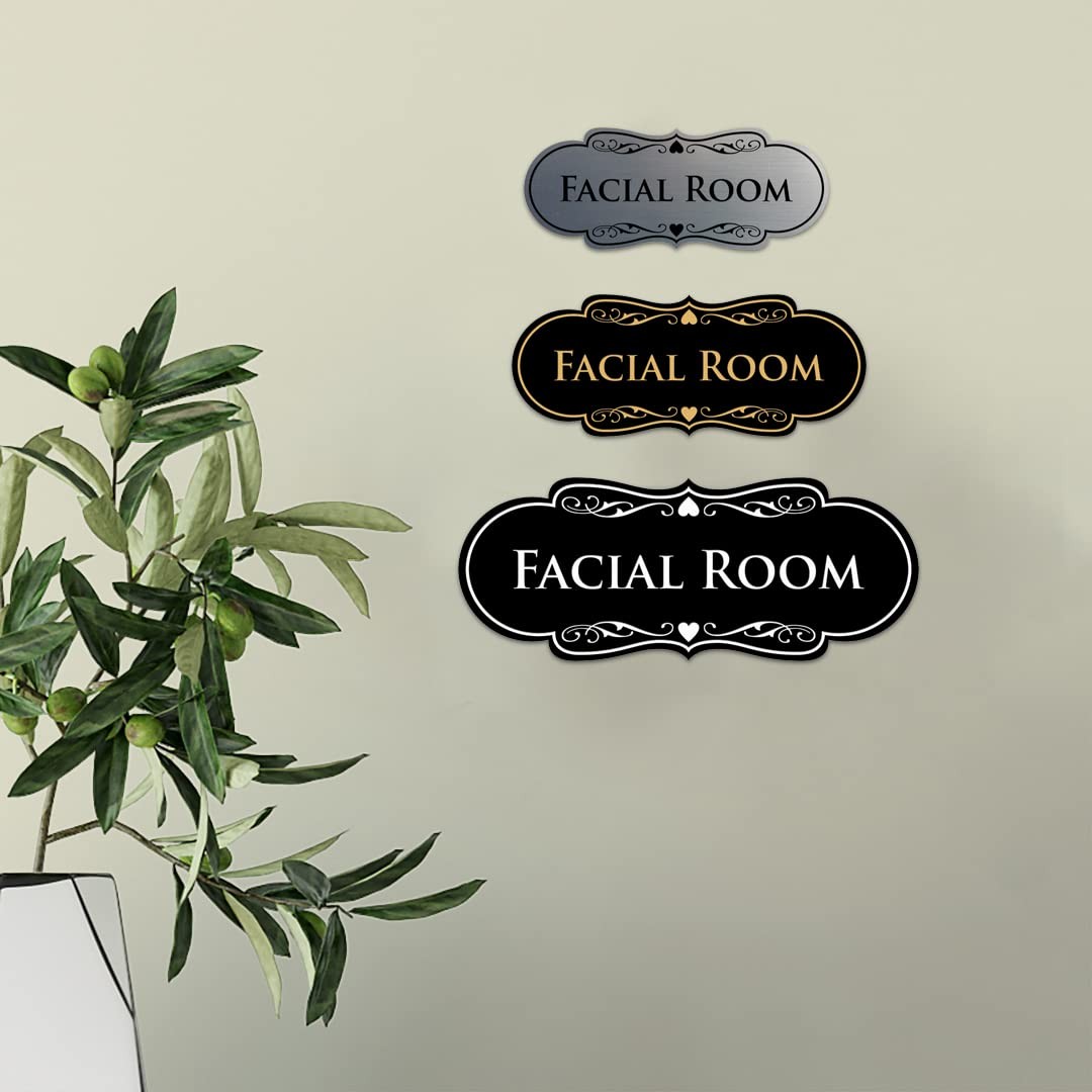 Designer Facial Room Sign Beauty Salon Signage Black Gold Large 1 Pack Set
