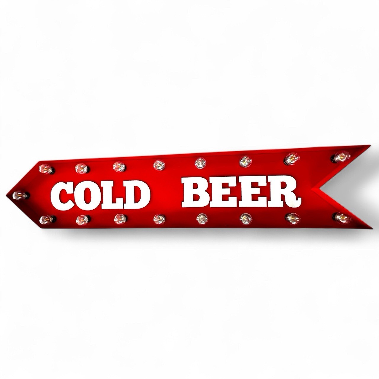 Cold Beer Light Up Bar Sign, 4’ Marquee Arrow, Wall Hanging Sign, Retro Bar Sign