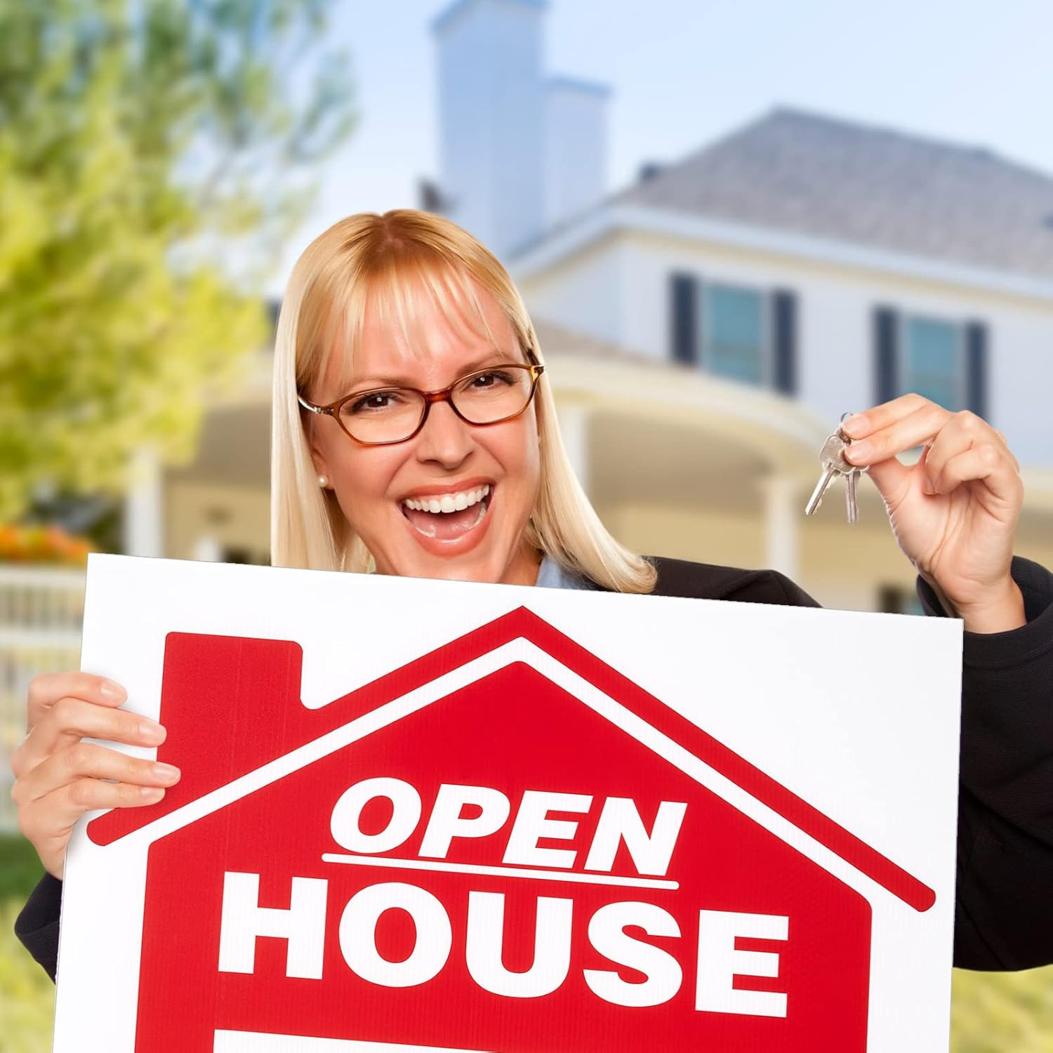 14 Pack Open House Sign for Real Estate 24 X 18 Inch Double Sided Sign Posts Pla