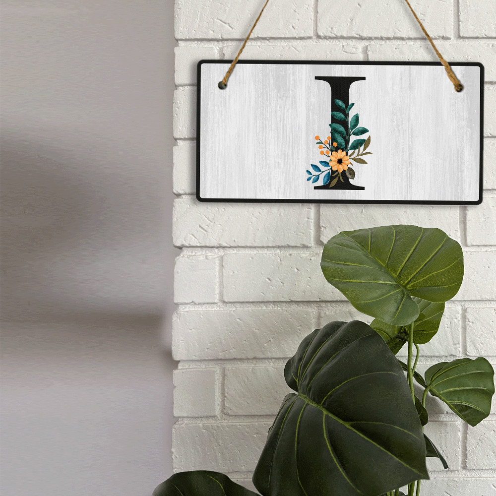 I Flower Decor 5×10 Hanging Wall or Door Sign | Alphabet Letter Room Decoration