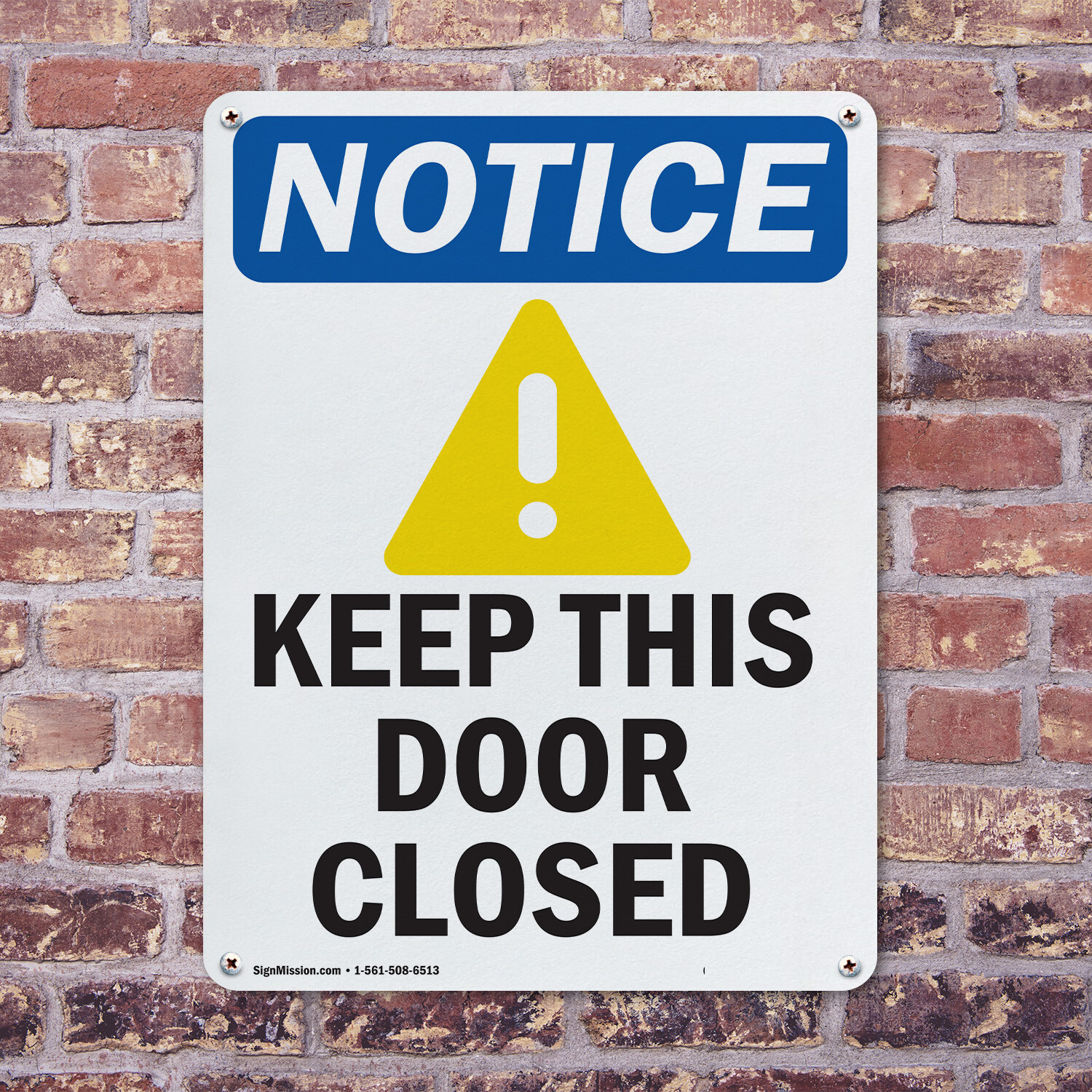 (2 Pack) Keep This Door Closed OSHA Notice Sign Decal Metal Plastic