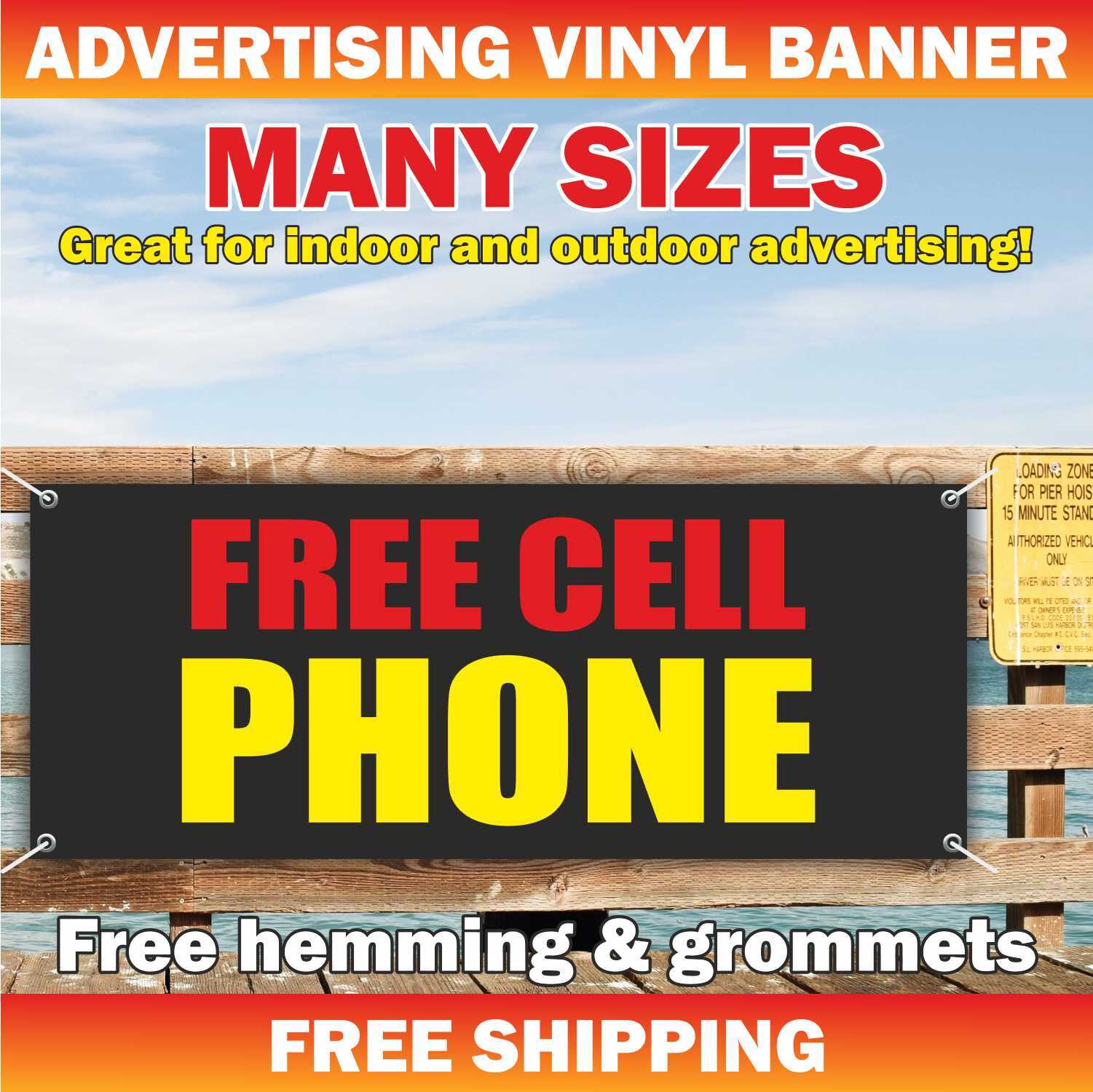 FREE CELL PHONE Advertising Banner Vinyl Mesh Sign Flag Cell Phone Shop Store