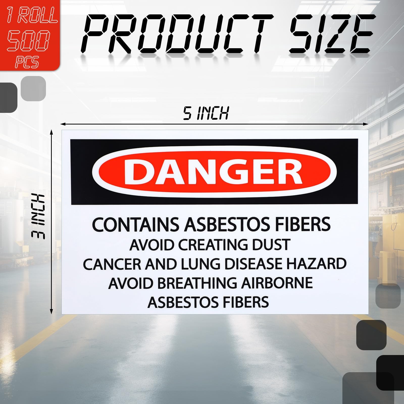 Lerheedi 500 PCS “DANGER CONTAINS ASBESTOS FIBERS, AVOID CREATING DUST. etc” …