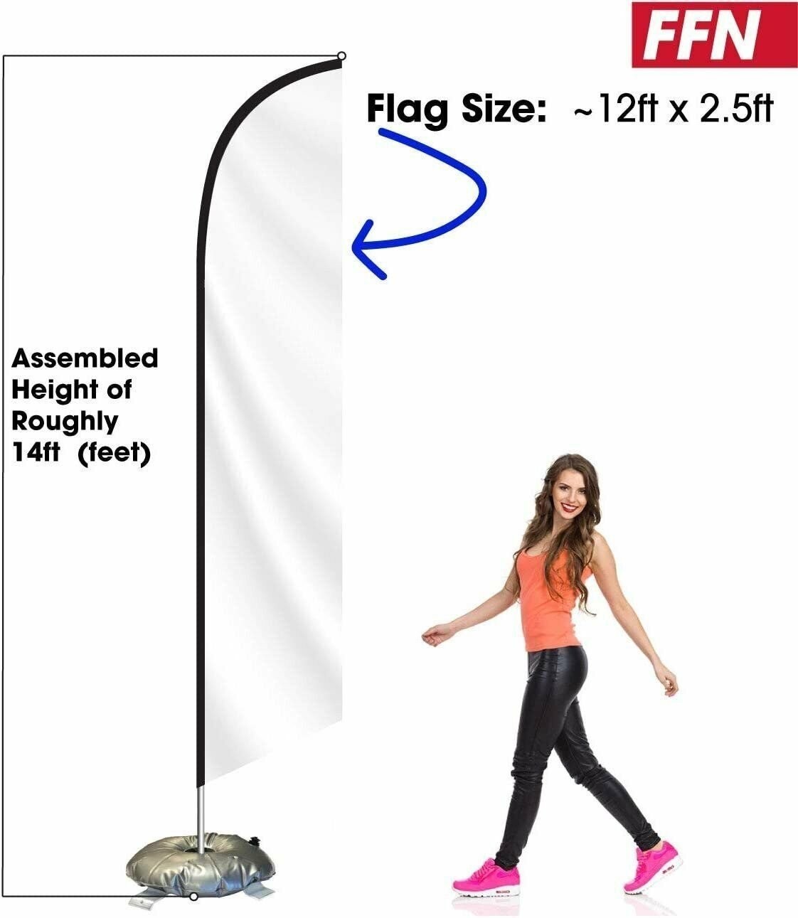 Red Welcome Feather Flag Kit with Cross-Base and Weight-Donut, Outdoor…