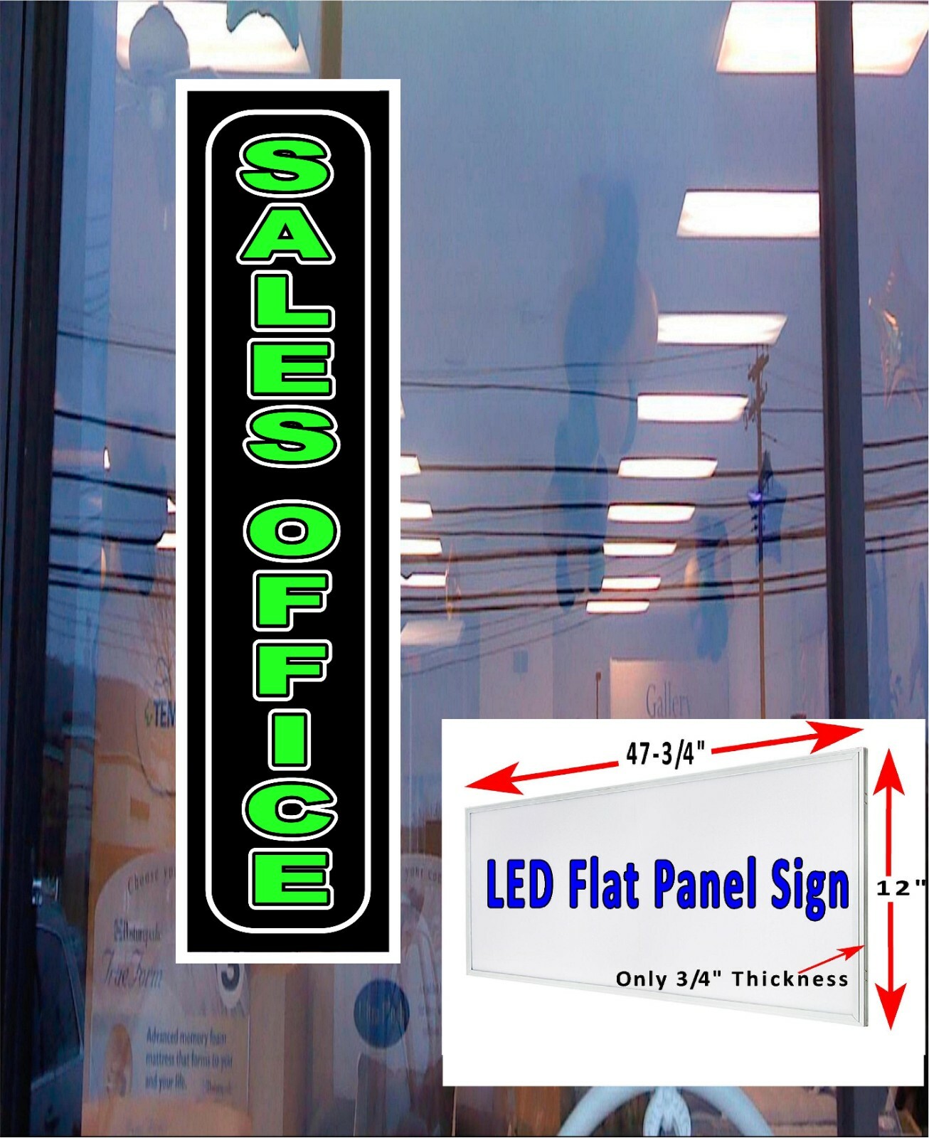 SALES OFFICE Led light box window sign 48″ x 12″