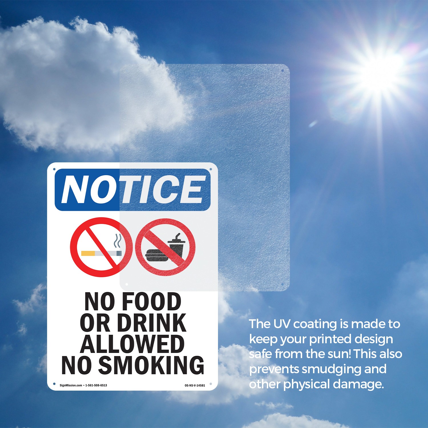 No Food Or Drink Allowed OSHA Notice Sign Metal, Plastic, Decal – 5 or 10 Pack