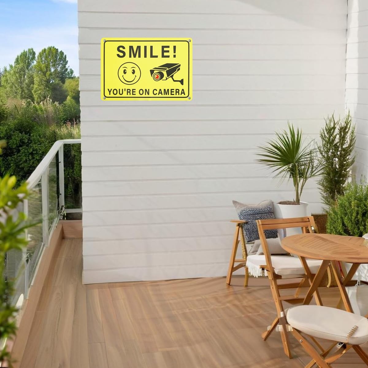 Smile You’re on Camera 2Pk 10×7″ Yellow Aluminum UV Outdoor Signs for Home/Biz