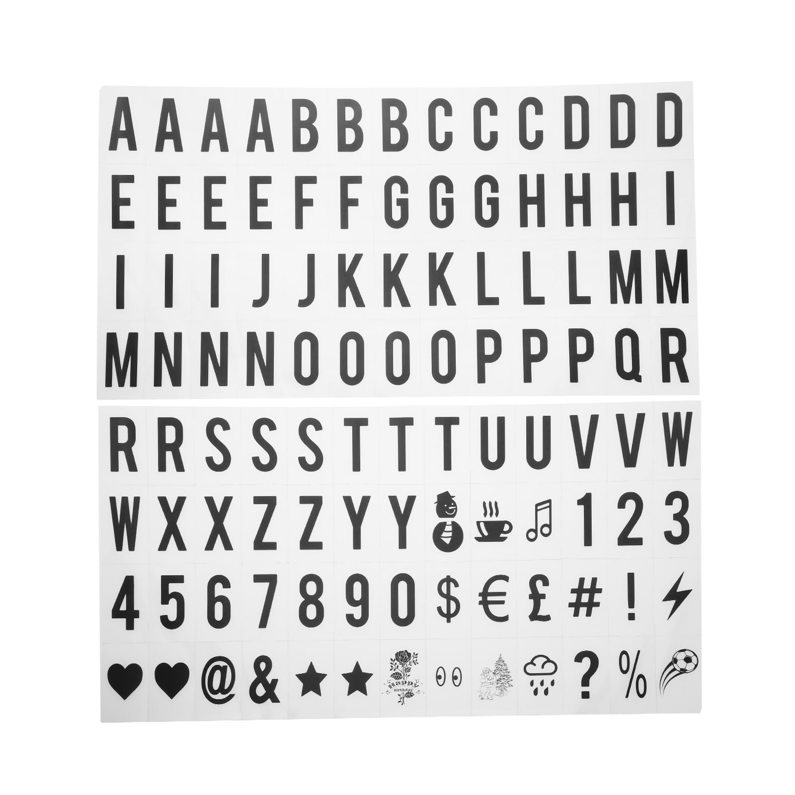 104 PCS Black Cinematic Light Up Sign Extra Letter Cinema Style A4 A3 A5 Box