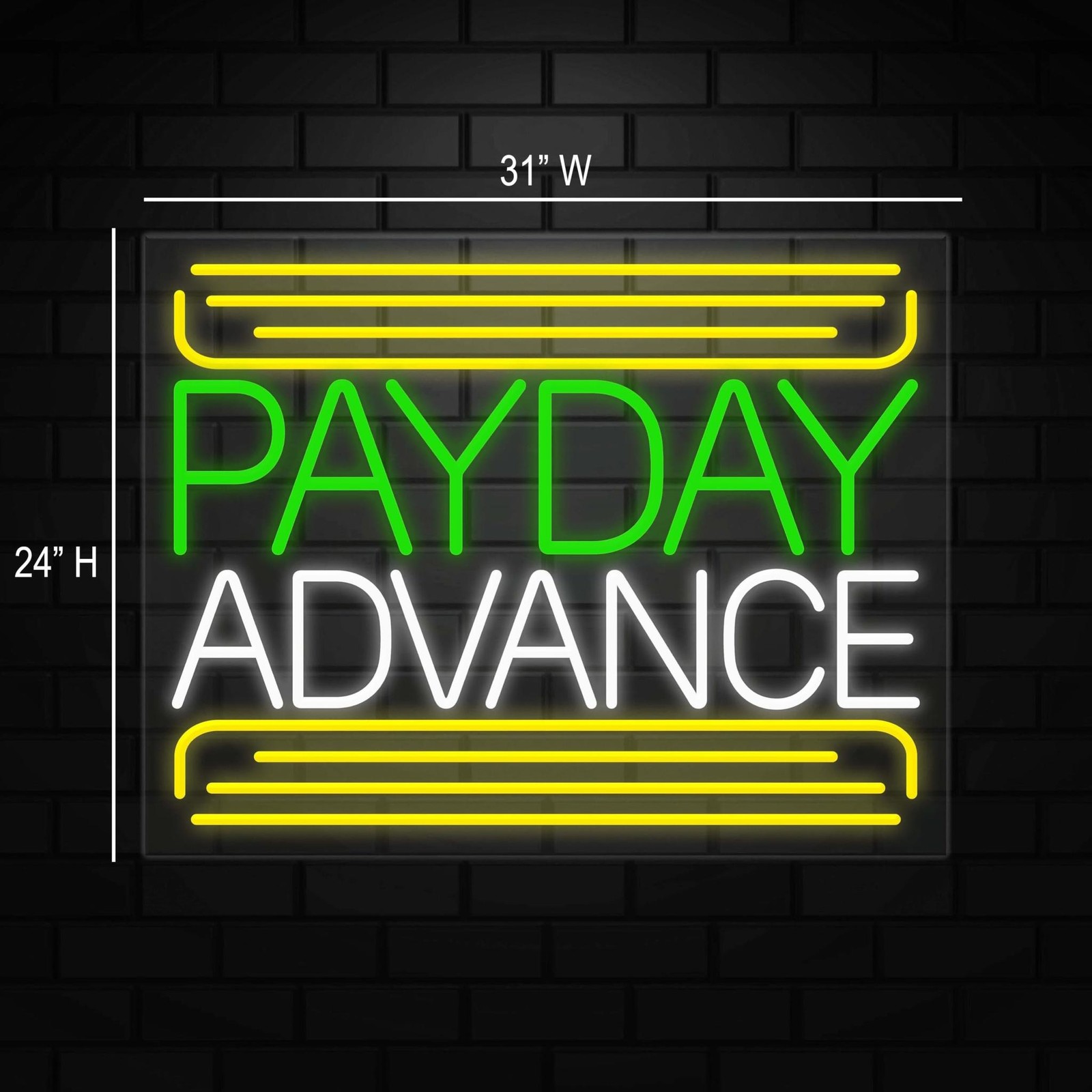 Payday Advance Neon Sign for Retail Displays | LED Flex Neon | 31″W x 24″H x 1″D