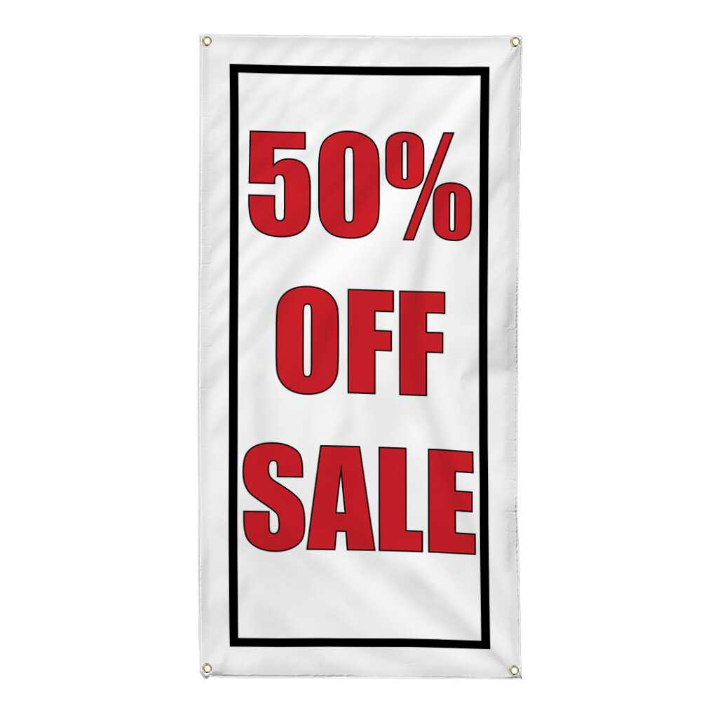 Vertical Vinyl Banner Multiple Sizes 50% Discount Deal Promotion Business