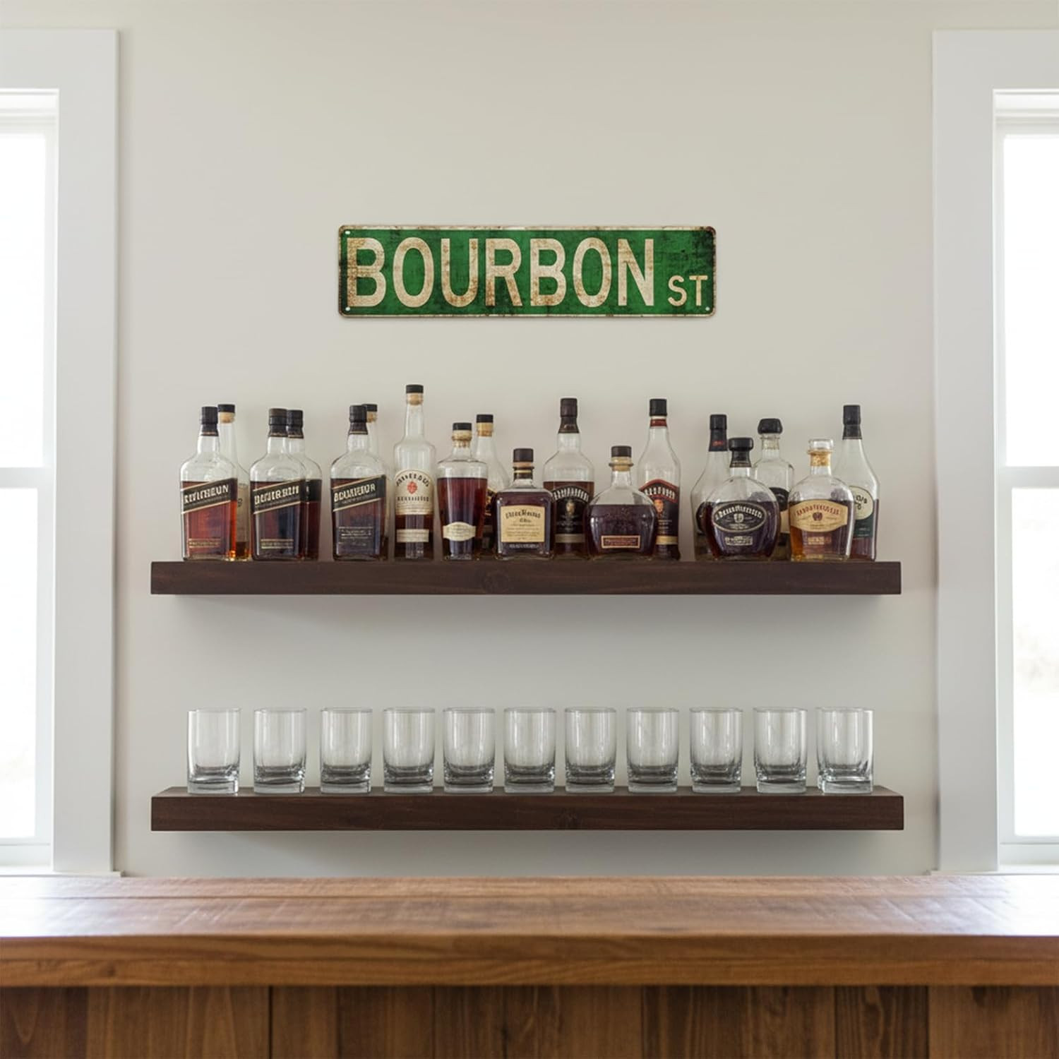 Vintage Bourbon Street Metal Sign 4×15 inch | Rust-Free Aluminum New Orleans Wal