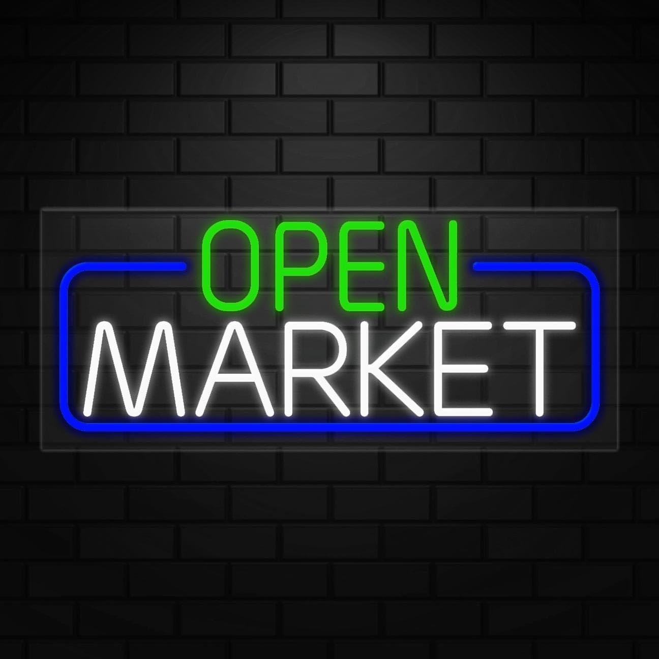 Open Market Neon Sign for Retail Displays | LED Flex Neon | 32″W x 13″H x 1″D