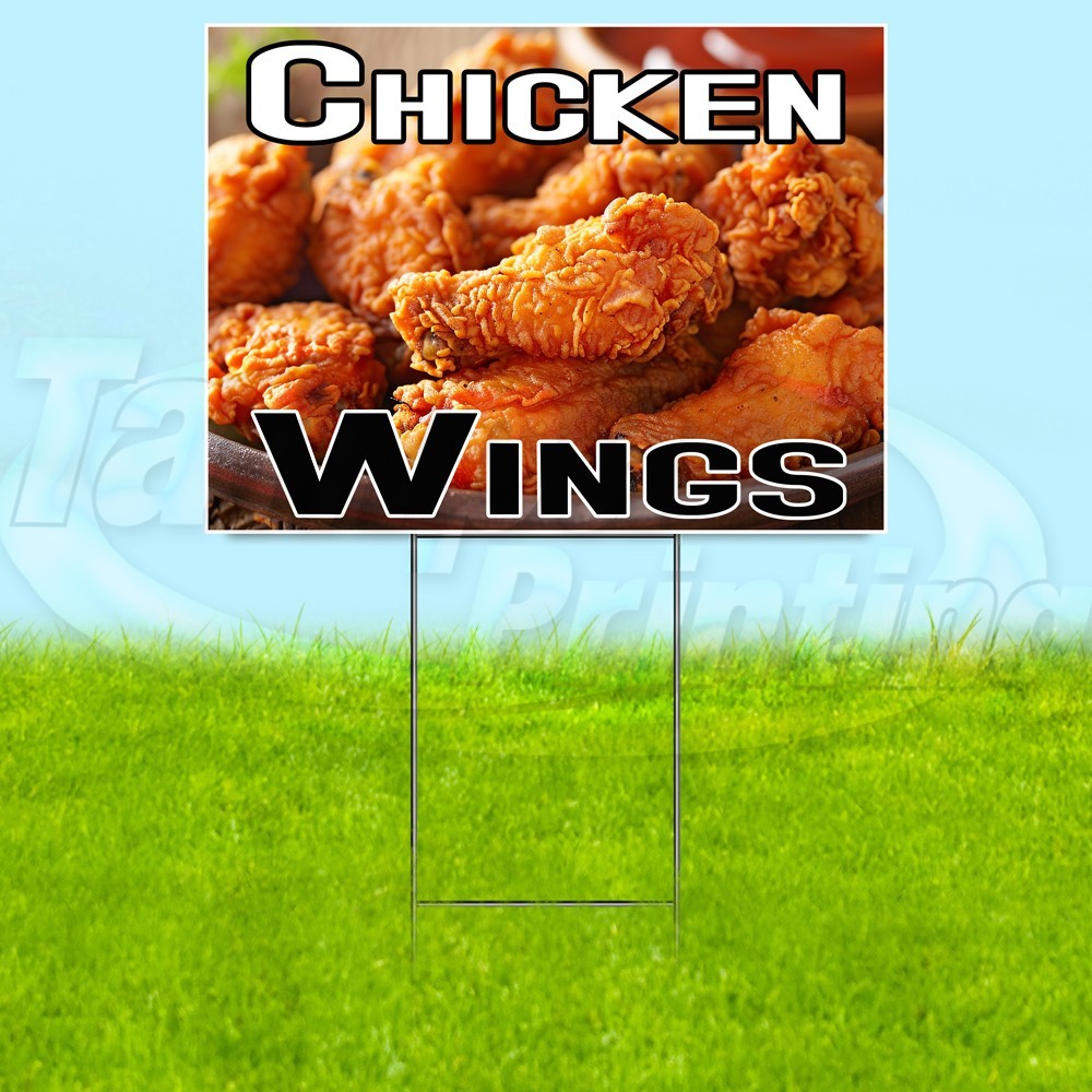 CHICKEN WINGS 18×24 Yard Sign Food Plastic Corrugated WITH STAKE USA YS07672