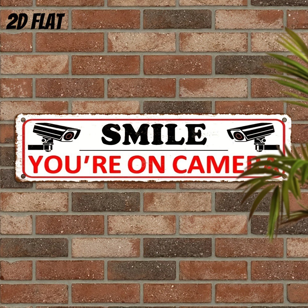 “YOU’RE ON CAMERA” Aluminum Wall Mount For Street Patio Shop Creative Home Decor