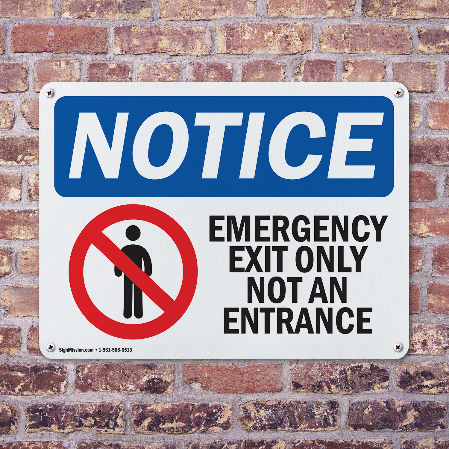 (2 Pack) Emergency Exit Only Not An Entrance OSHA Notice Sign Decal Metal