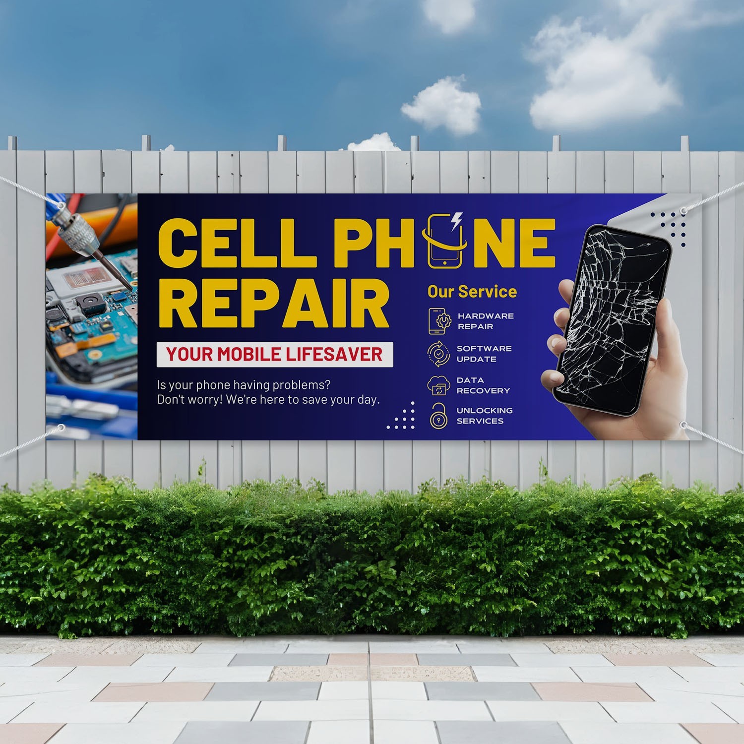 🔧 CELL PHONE REPAIR BANNER – 440gsm Outdoor Advertising Banner