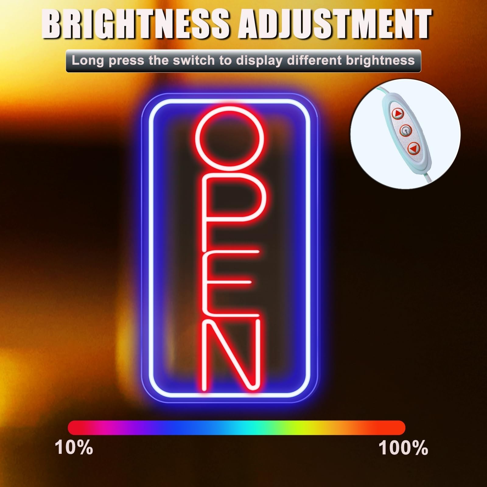 Bright LED Neon Open Sign – 16.5″x9″ Adjustable USB Powered Display for Storefro
