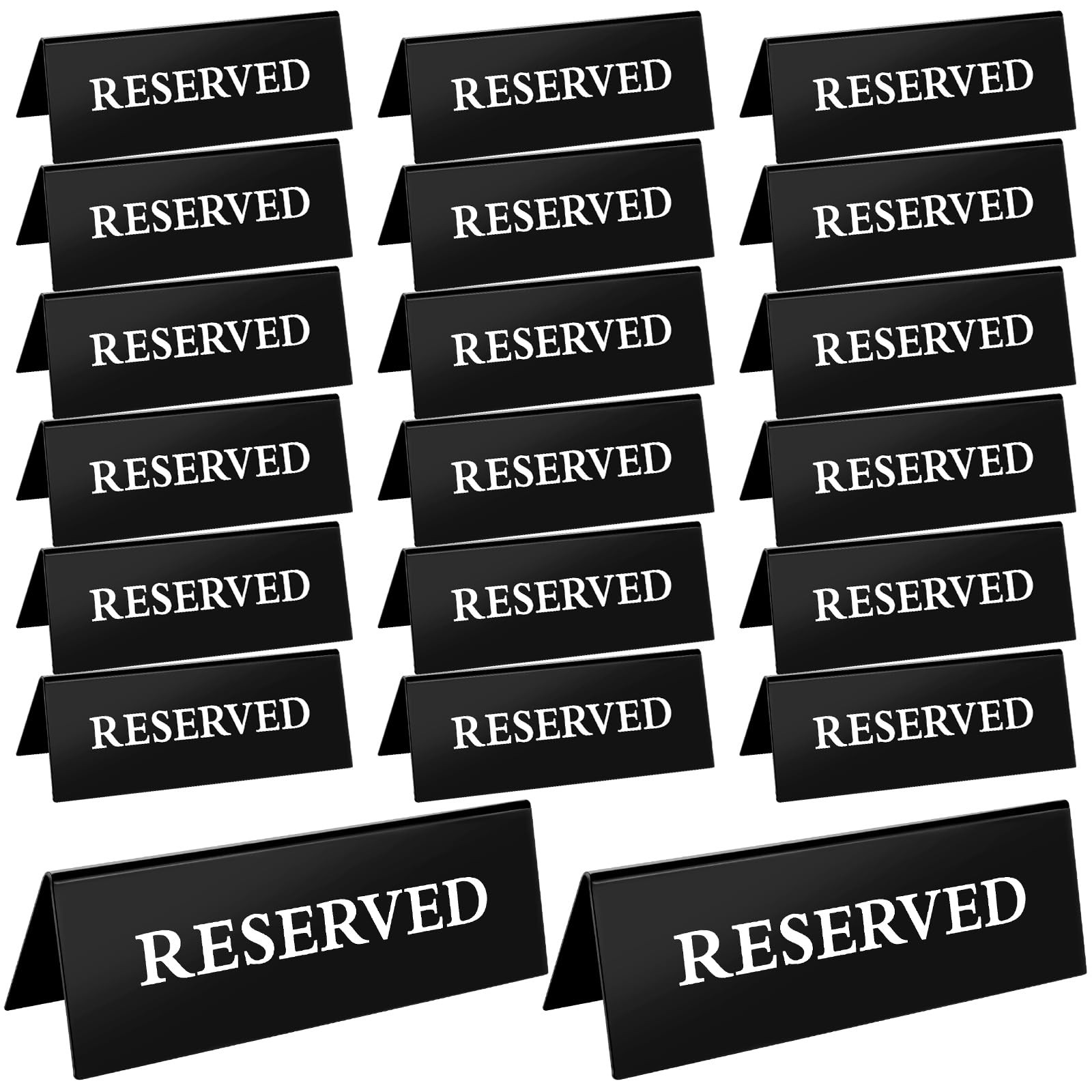 20 PCS Black Acrylic Reserved Table Signs Double Sided Tent For Restaurant