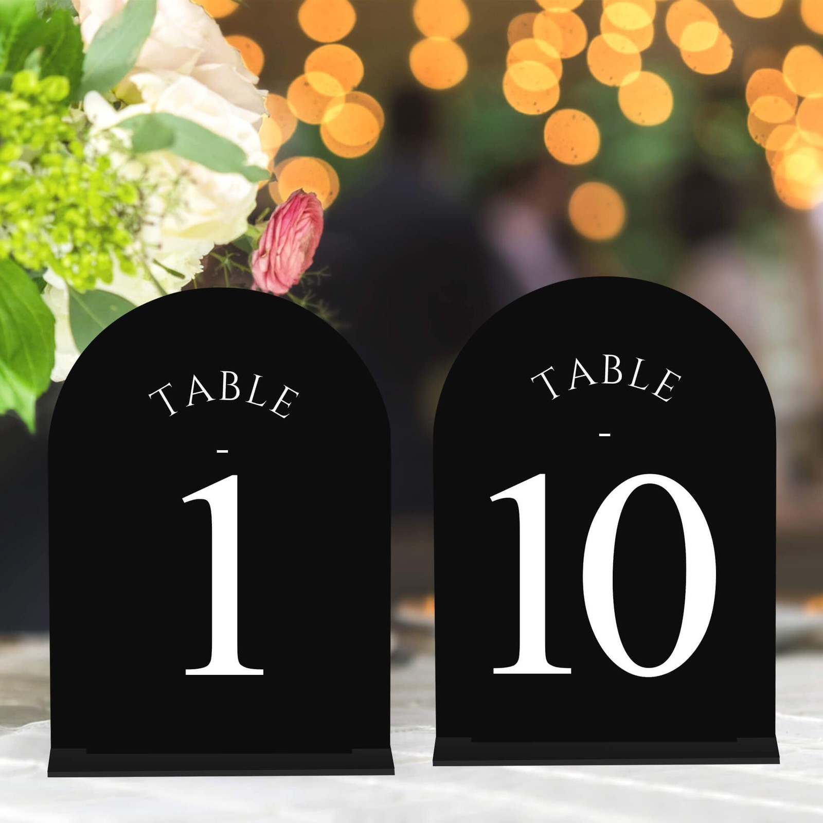 Black White Arch DoubleSided Acrylic Printed Wedding Table Number Sign 10 PCS