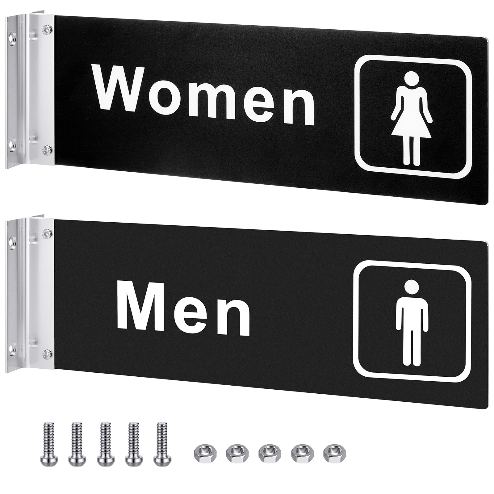 Teenyyou 2 Pcs Restroom Sign for Business, Bathroom Door Signs for Men and Wo…