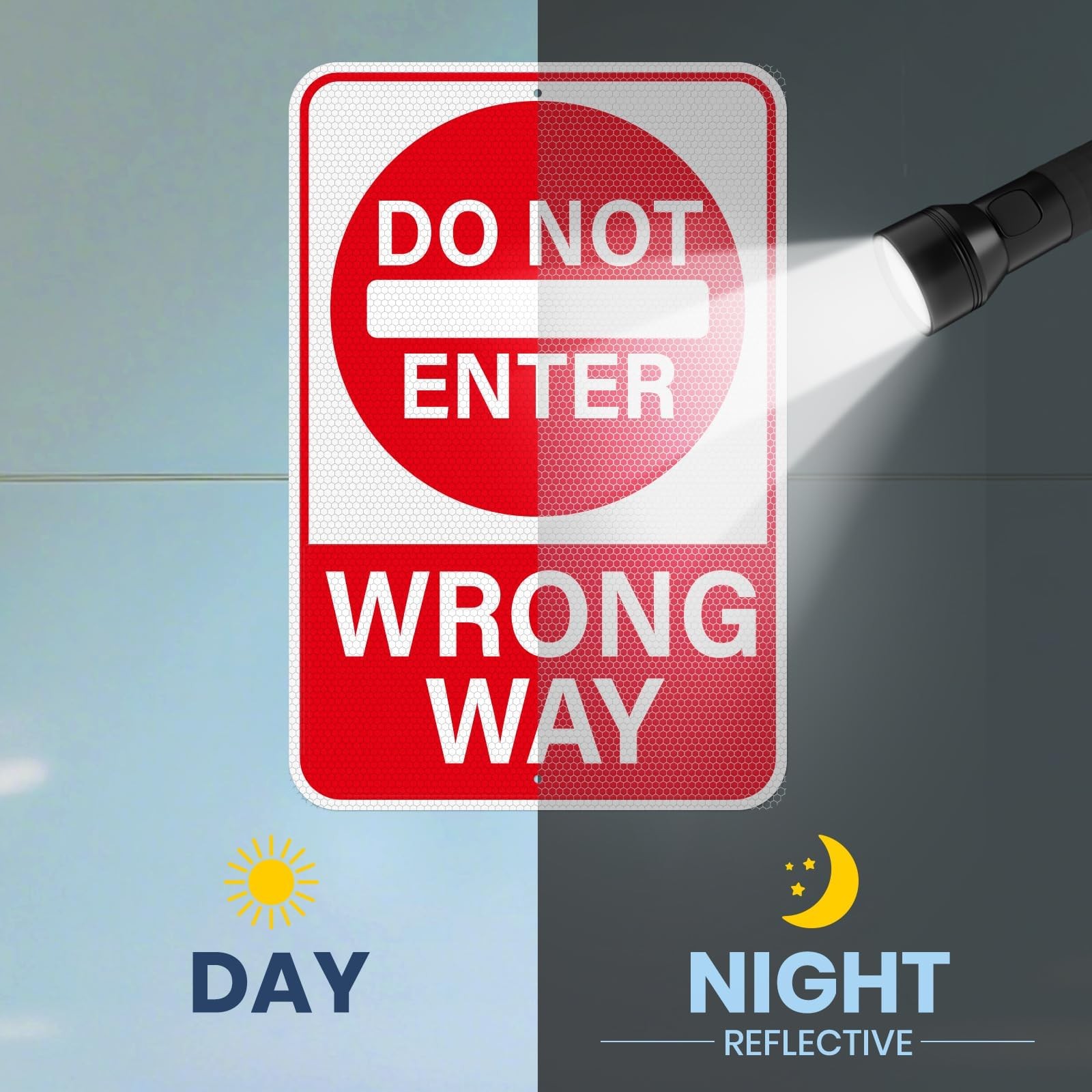 2 Pack Do Not Enter Wrong Way Signs 18 × 12 Inches for Traffic Road
